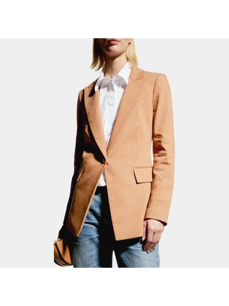 Veronica Beard Long And Lean Dickey Blazer Jacket 2 Check Chai Gold Corpcore